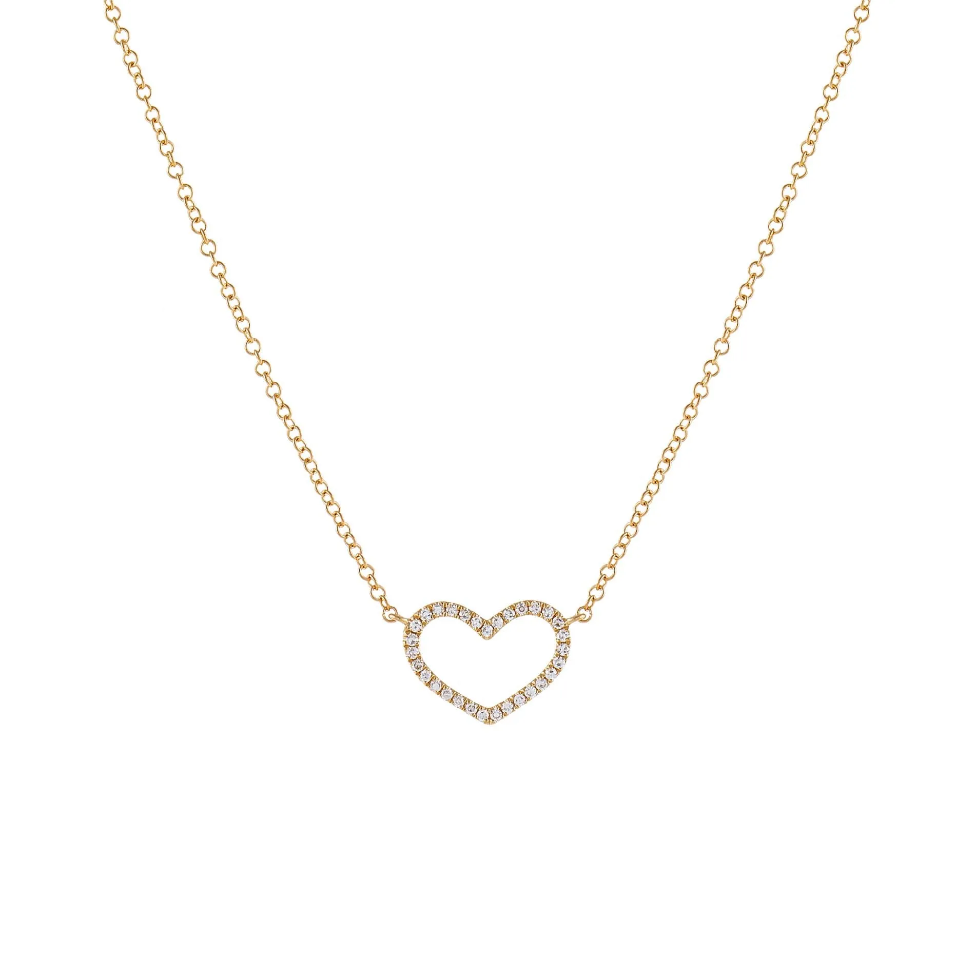 Diamond Open Heart Necklace 14K