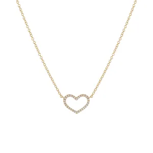 Diamond Open Heart Necklace 14K