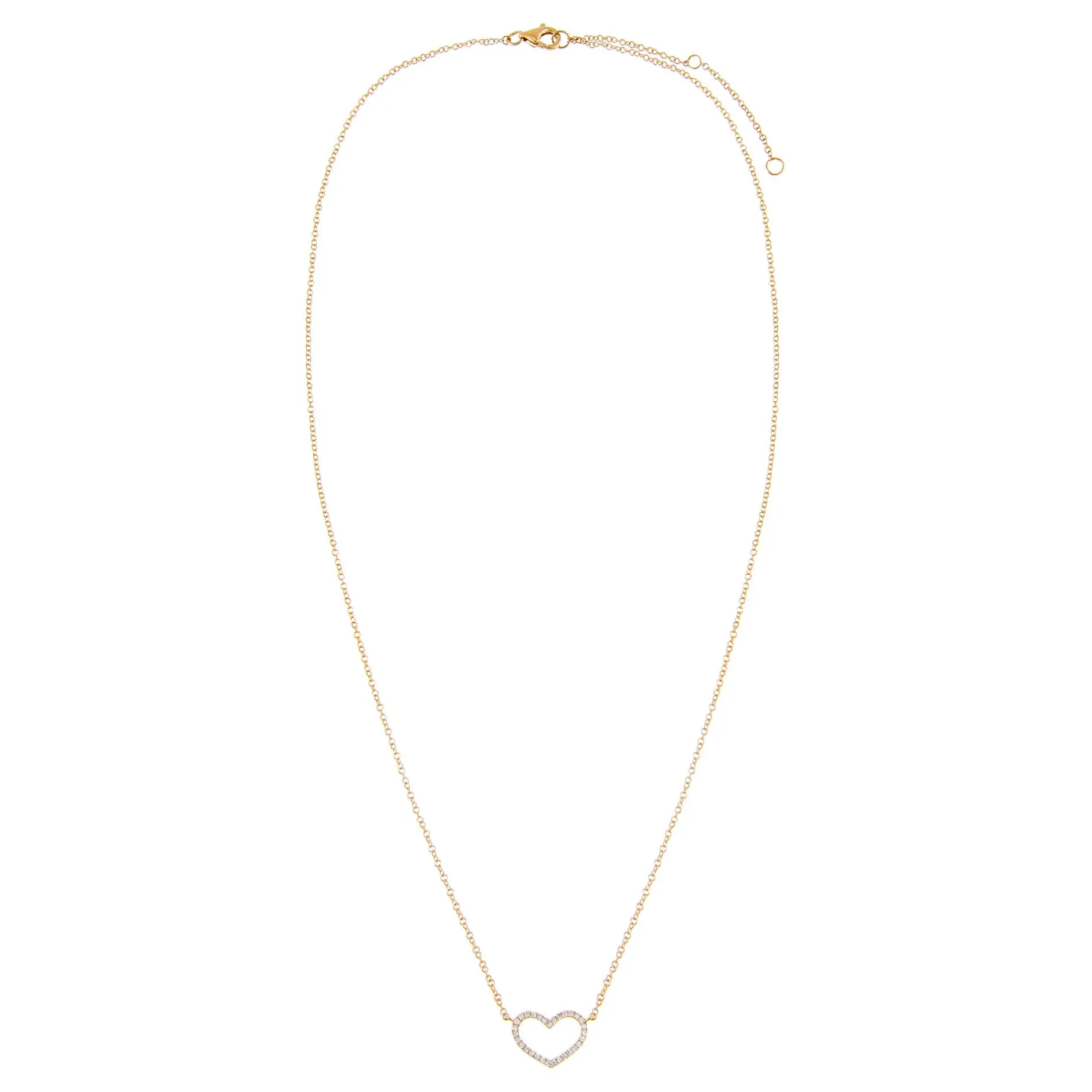 Diamond Open Heart Necklace 14K