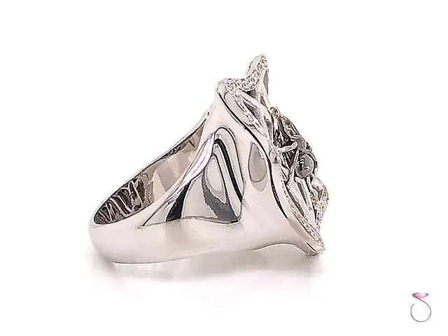 Diamond Spider Ring in 18K White Gold. White & Black Diamonds, Halloween Special