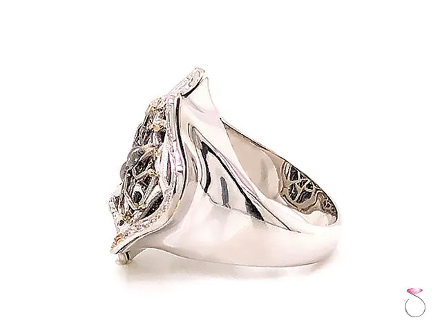 Diamond Spider Ring in 18K White Gold. White & Black Diamonds, Halloween Special