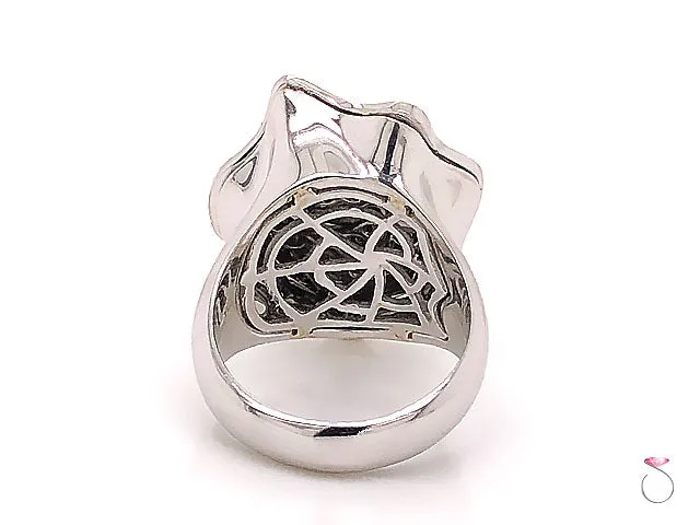 Diamond Spider Ring in 18K White Gold. White & Black Diamonds, Halloween Special