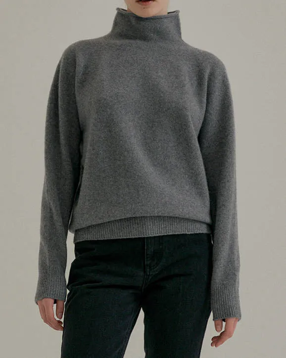 DILA SOFT WOOL MOCK TURTLENECK GREY