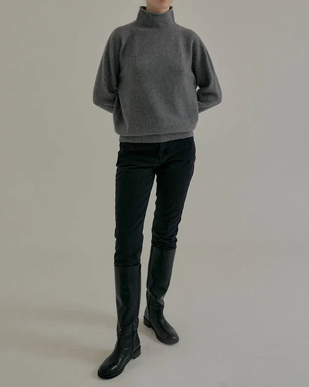 DILA SOFT WOOL MOCK TURTLENECK GREY