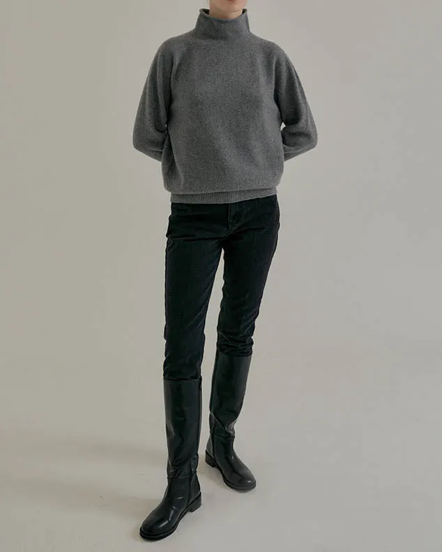 DILA SOFT WOOL MOCK TURTLENECK GREY