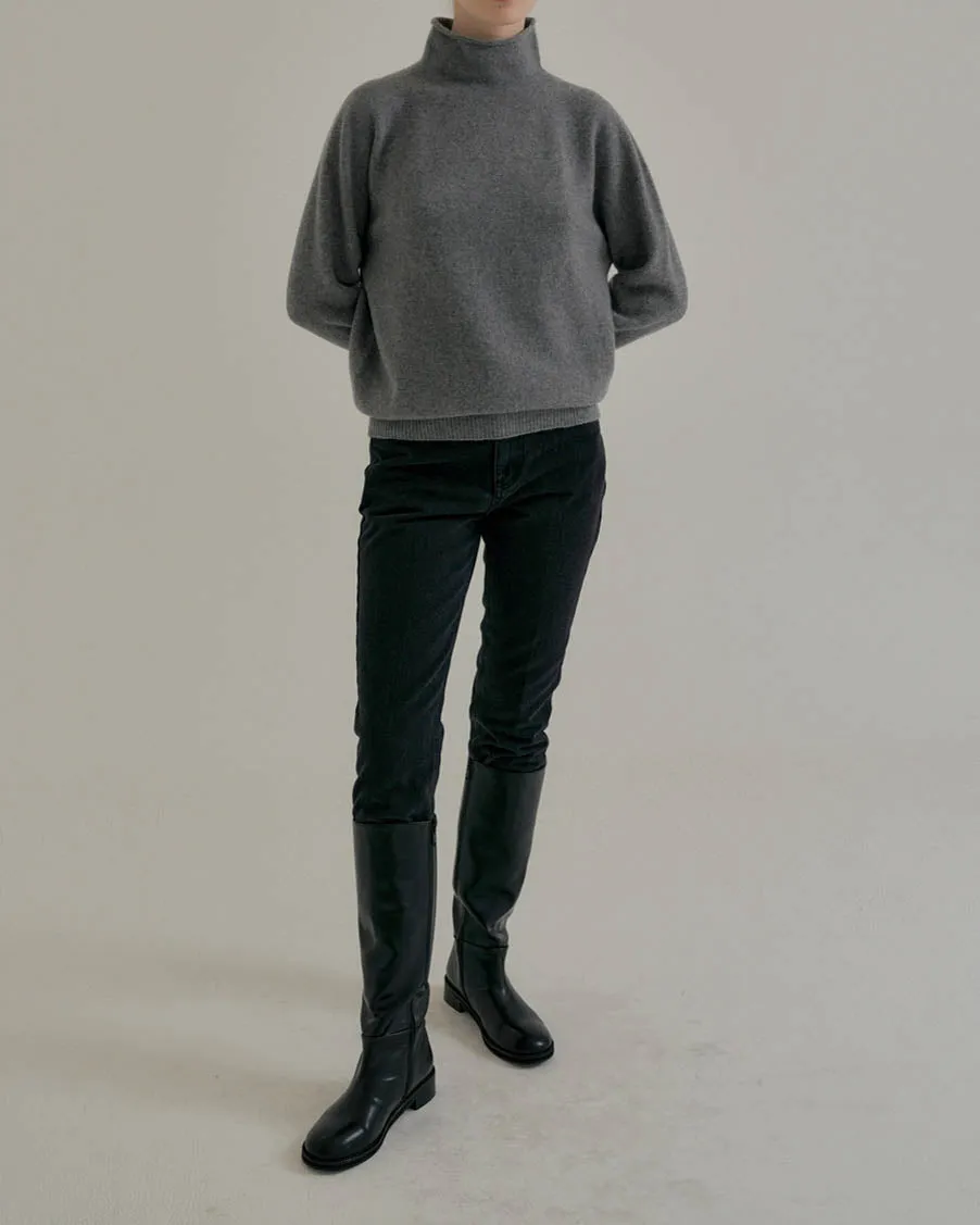DILA SOFT WOOL MOCK TURTLENECK GREY