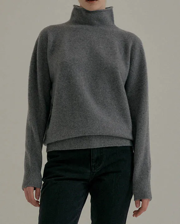 DILA SOFT WOOL MOCK TURTLENECK GREY
