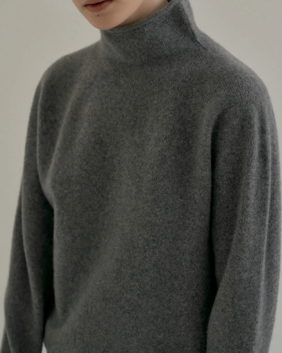 DILA SOFT WOOL MOCK TURTLENECK GREY