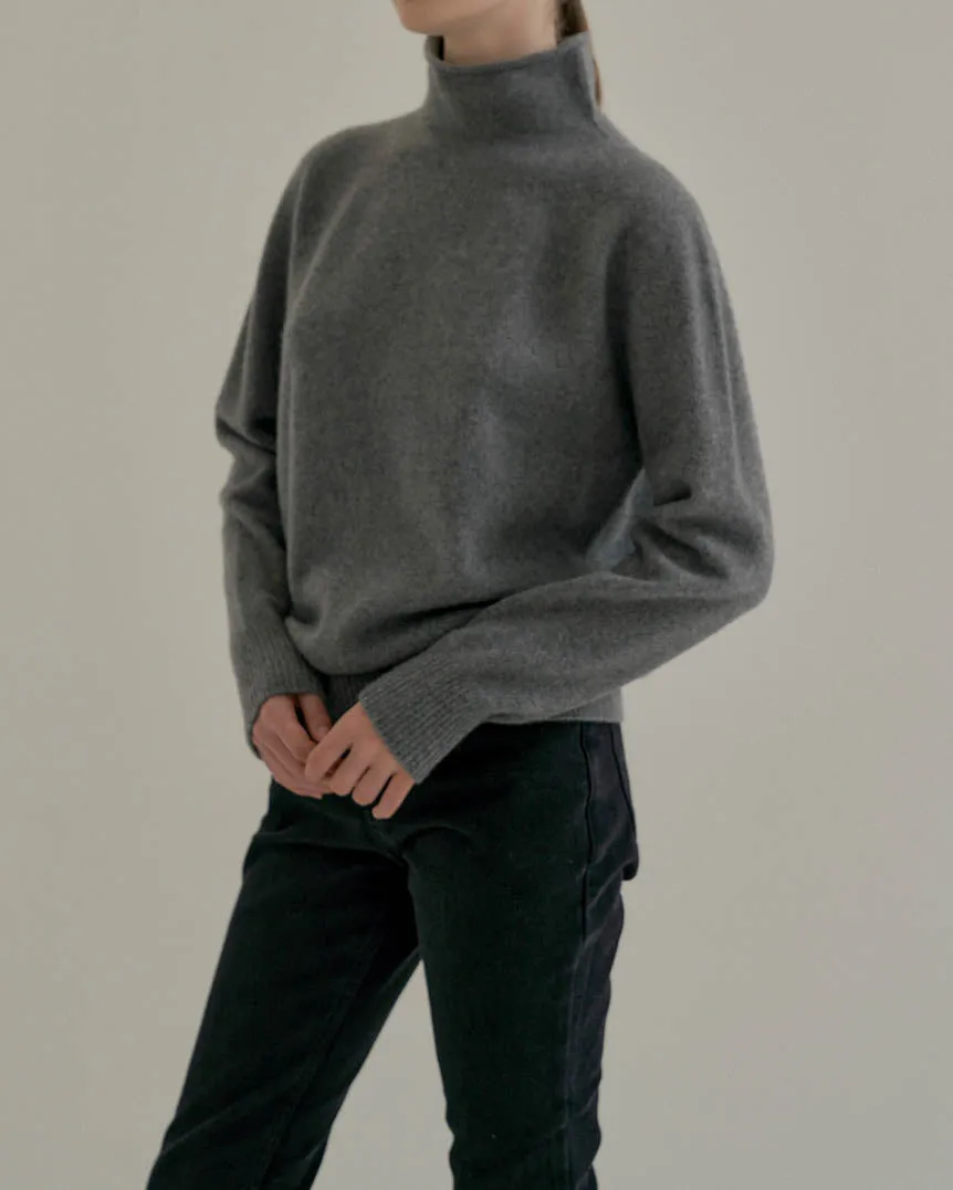 DILA SOFT WOOL MOCK TURTLENECK GREY