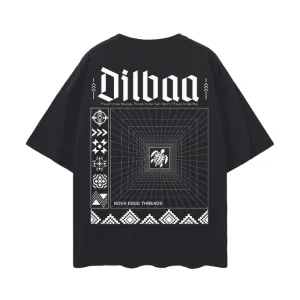Dilbaa Two-Spirit and Navajo Nation Pride Graphic Tee Streetwear Style Black Oversize Deep Drop Shoulder Tee - 190 GSM