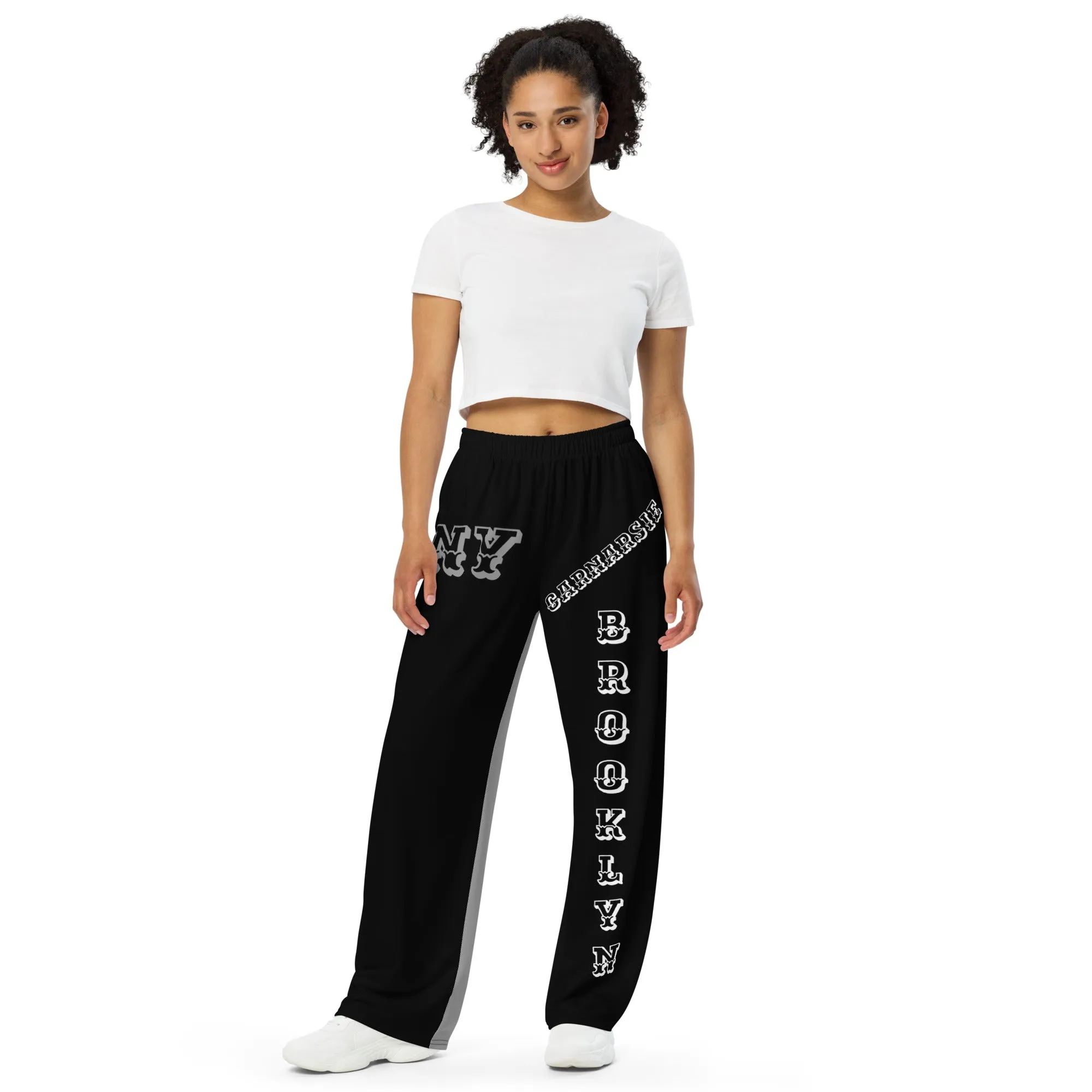 DJD NY- "It's A Brooklyn (Canarsie) Thang" Unisex 2 Tone Wide-Leg Pants Black/White/Gray