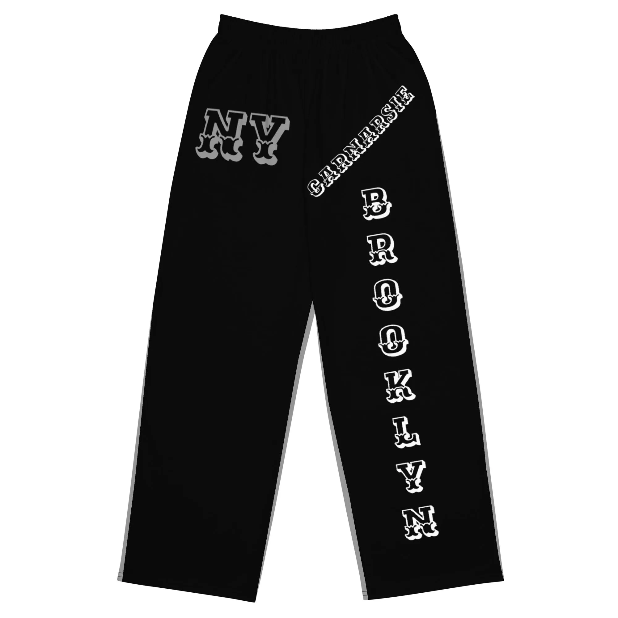 DJD NY- "It's A Brooklyn (Canarsie) Thang" Unisex 2 Tone Wide-Leg Pants Black/White/Gray
