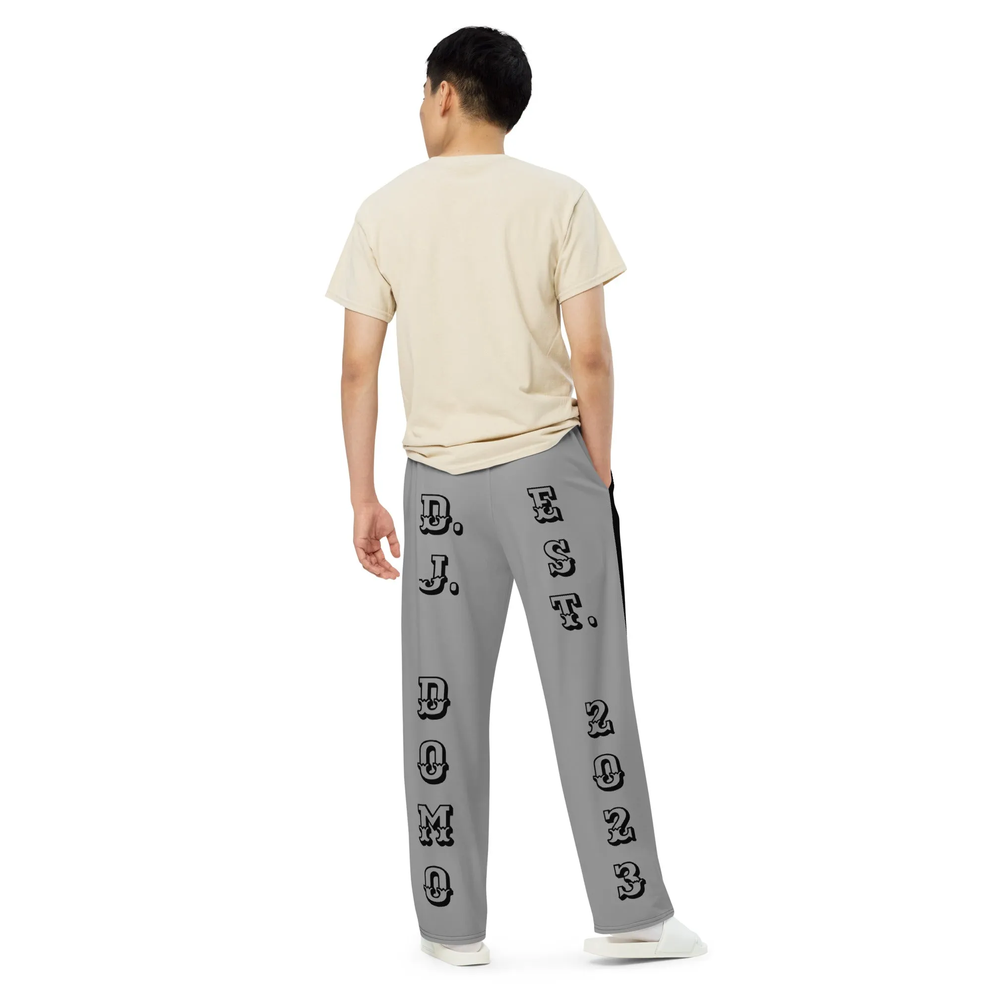 DJD NY- "It's A Brooklyn (Canarsie) Thang" Unisex 2 Tone Wide-Leg Pants Black/White/Gray