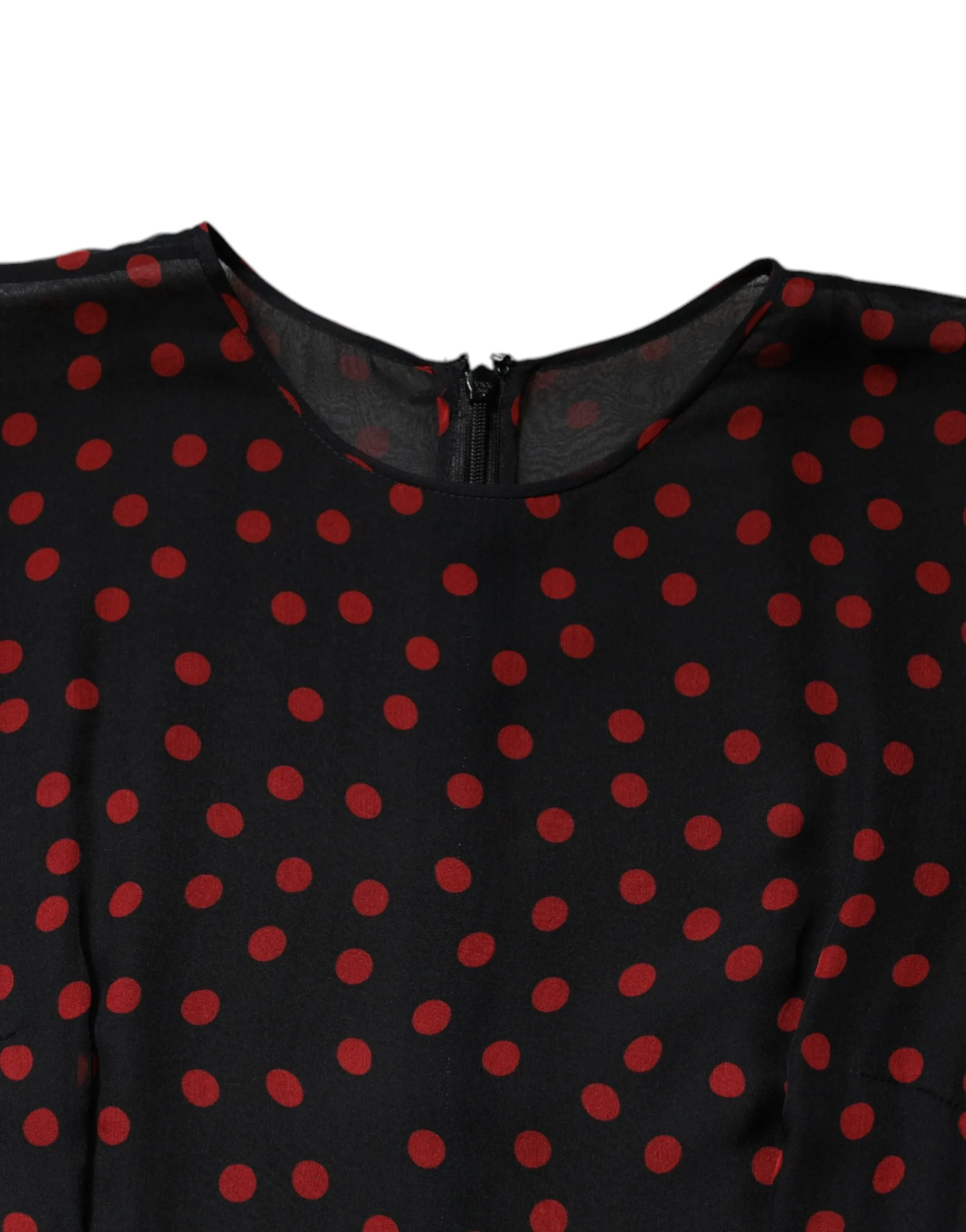 Dolce&Gabbana Women Black Red Dress Silk Polka Dot Layered A-Line Gown Sz IT 40