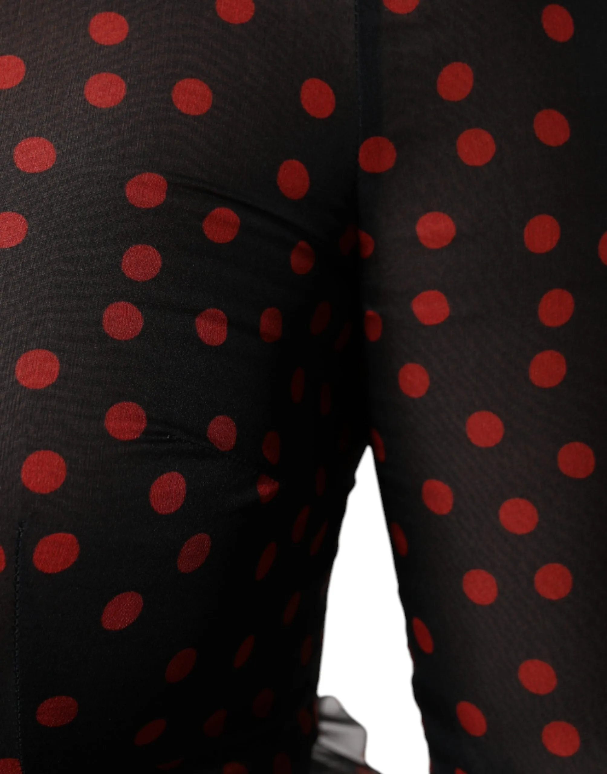 Dolce&Gabbana Women Black Red Dress Silk Polka Dot Layered A-Line Gown Sz IT 40