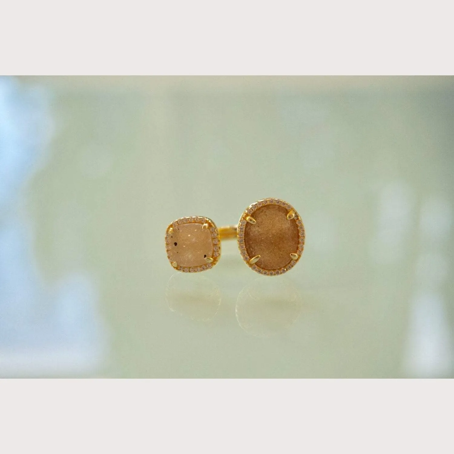 Double Champagne Druzy Ring