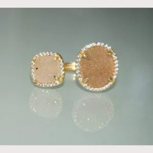 Double Champagne Druzy Ring