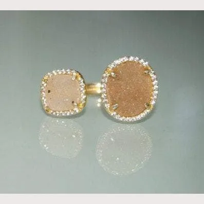 Double Champagne Druzy Ring