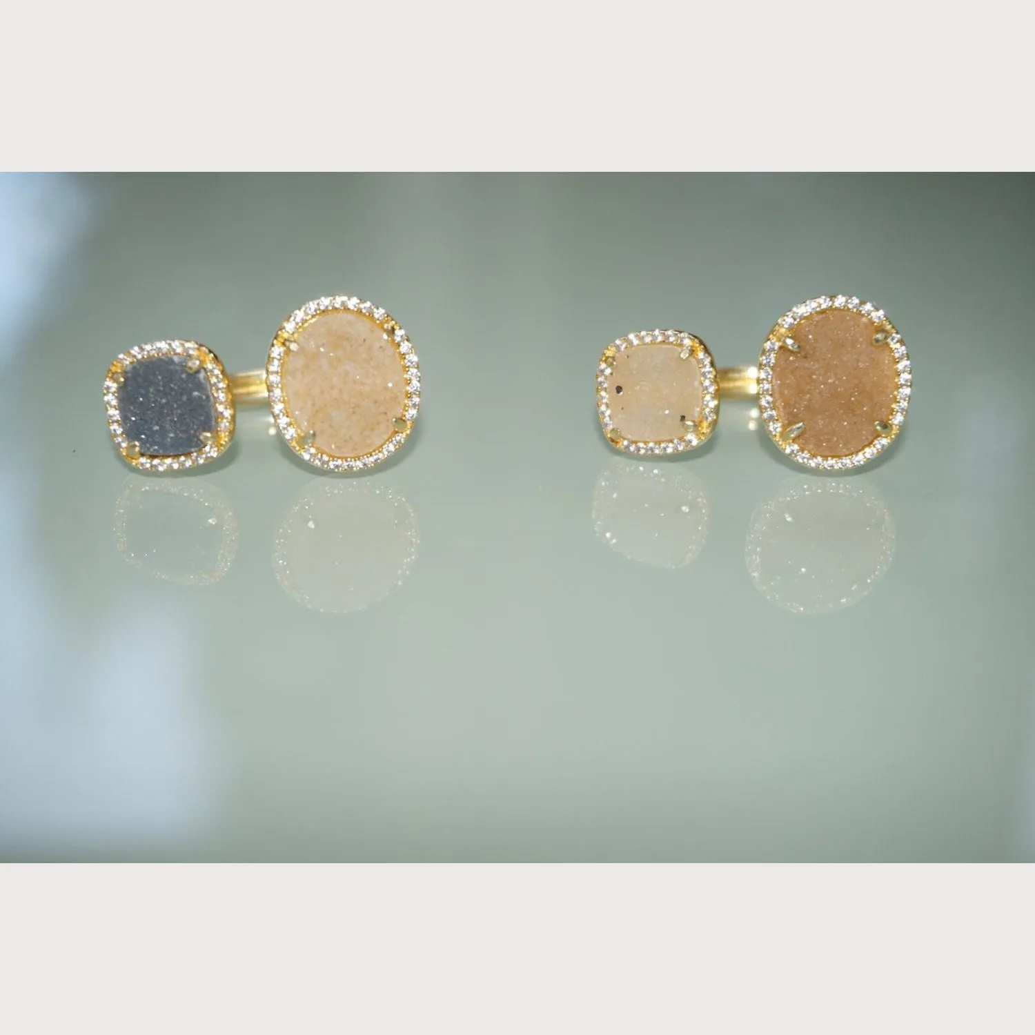 Double Champagne Druzy Ring