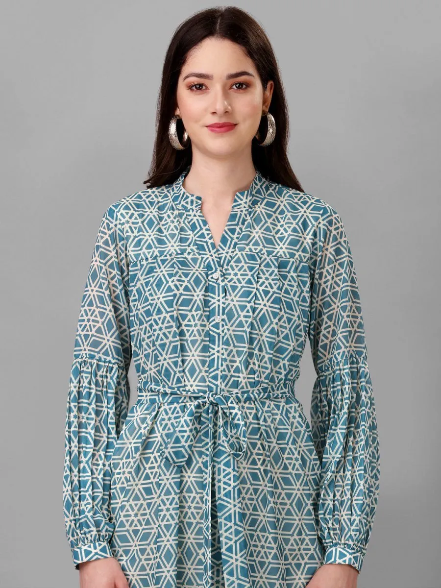 dresses for Women western wear Abstract Bottle Green Maxi Dress