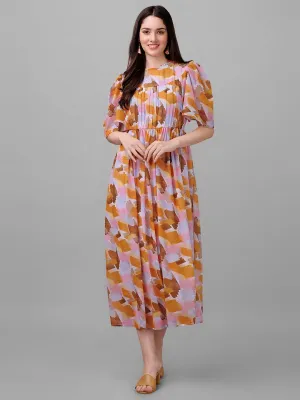 dresses for Women western wear Abstract Multi colour Maxi Dress
