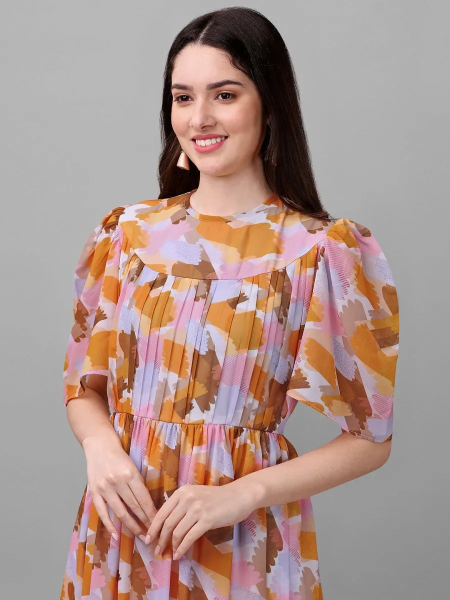 dresses for Women western wear Abstract Multi colour Maxi Dress