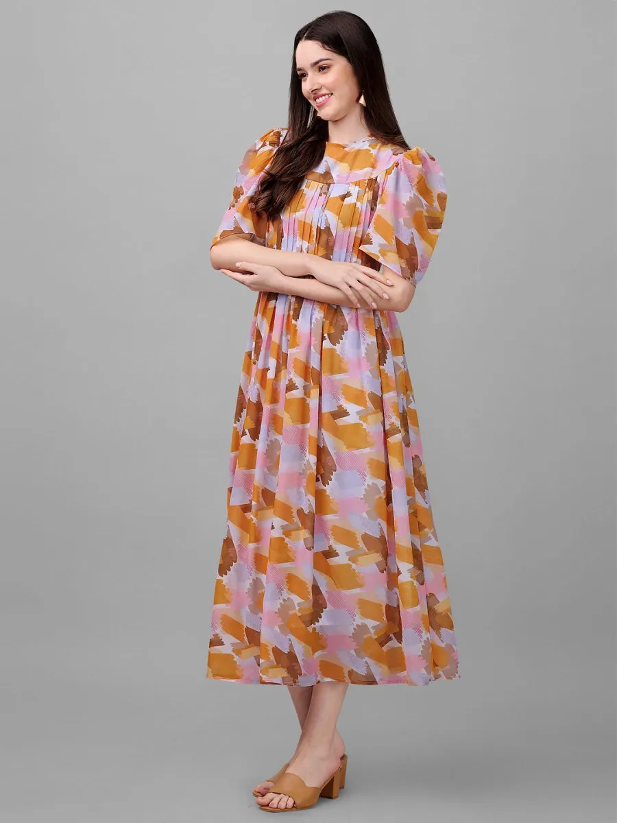 dresses for Women western wear Abstract Multi colour Maxi Dress