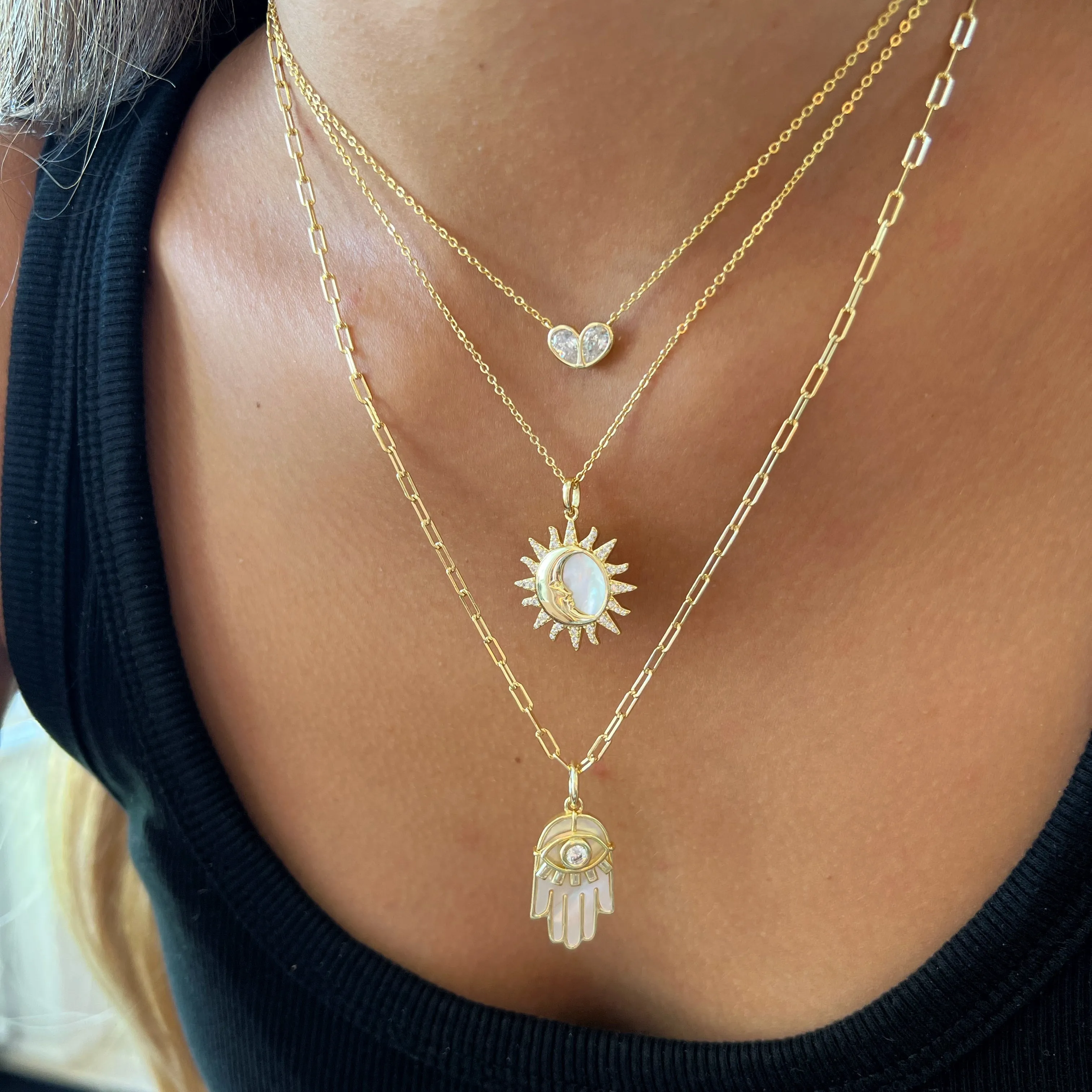 Drop Bezel Heart Necklace