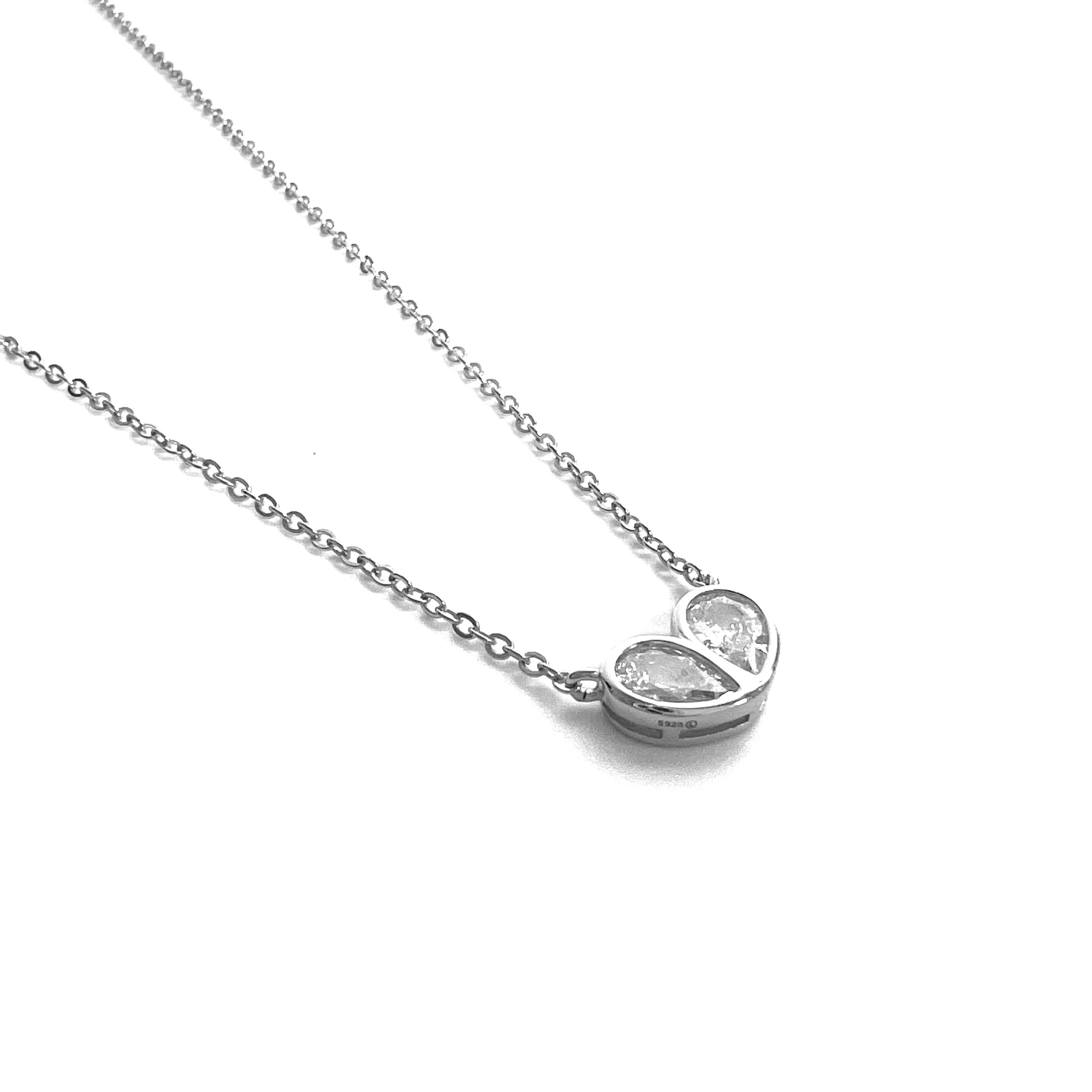 Drop Bezel Heart Necklace