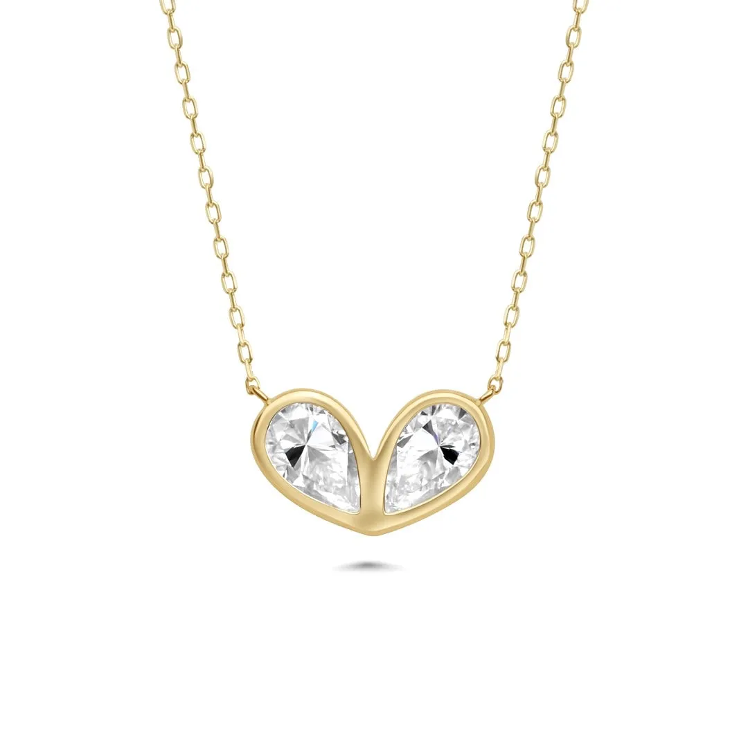 Drop Bezel Heart Necklace