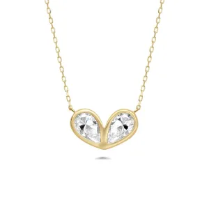 Drop Bezel Heart Necklace