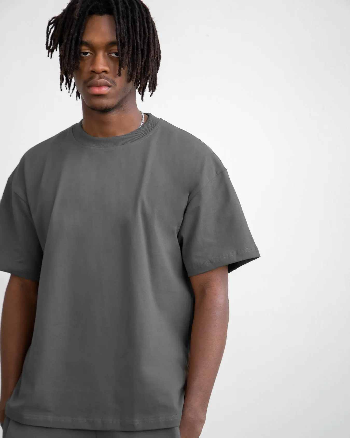 Drop Shoulder T-Shirt - Charcoal