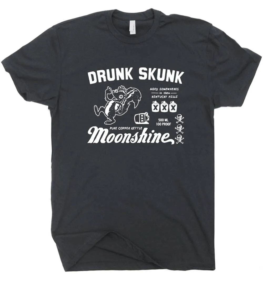 Drunk Skunk Shirt Moonshine Beer Liquor Theme Graphic Tshirt