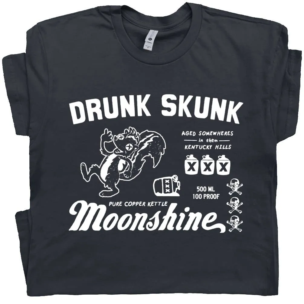 Drunk Skunk Shirt Moonshine Beer Liquor Theme Graphic Tshirt