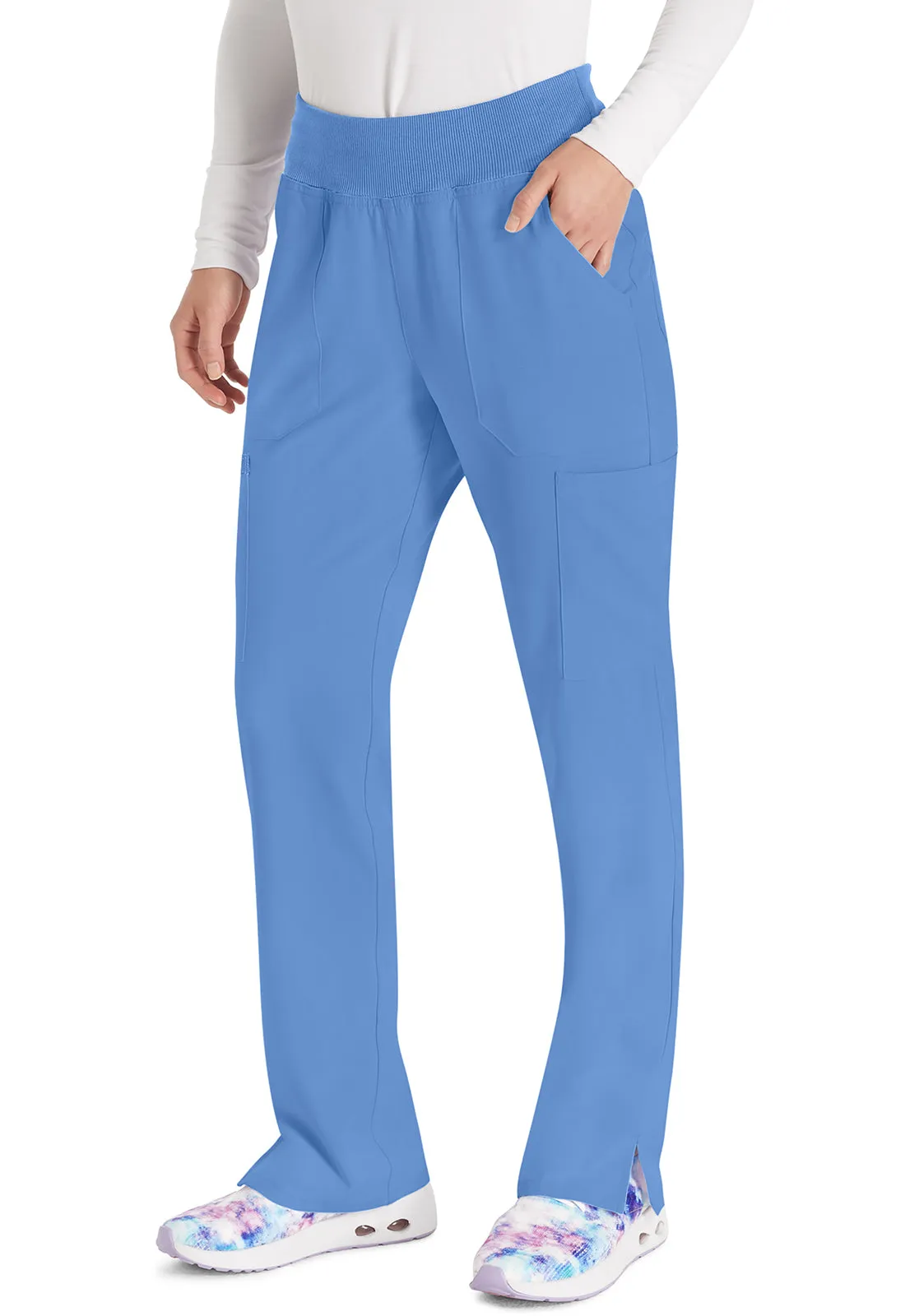 EDS Essentials DK005 Natural Rise Tapered Leg Pull-On Pants Ciel
