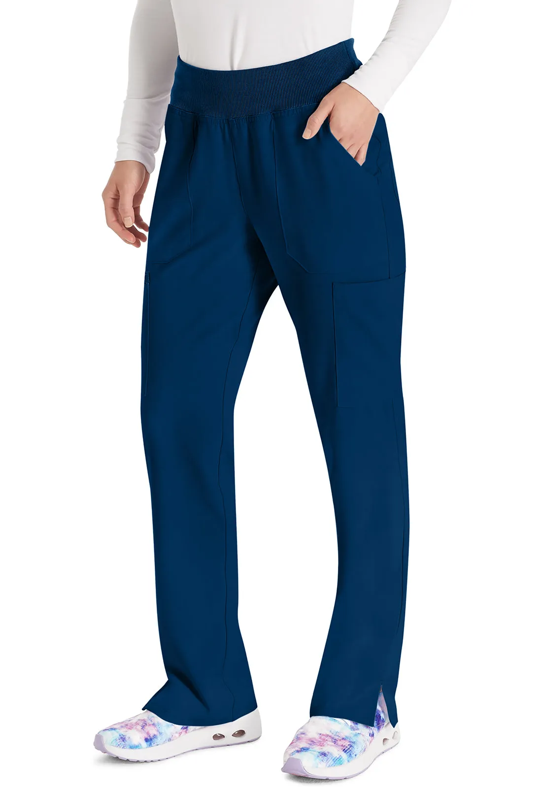 EDS Essentials DK005 Natural Rise Tapered Leg Pull-On Pants Navy