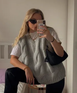 Eight-Strand Woven V-neck Geometry Vest Sweaters
