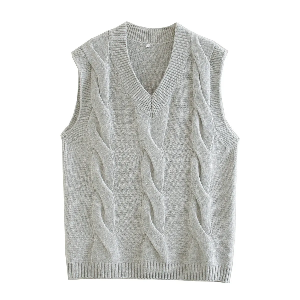 Eight-Strand Woven V-neck Geometry Vest Sweaters