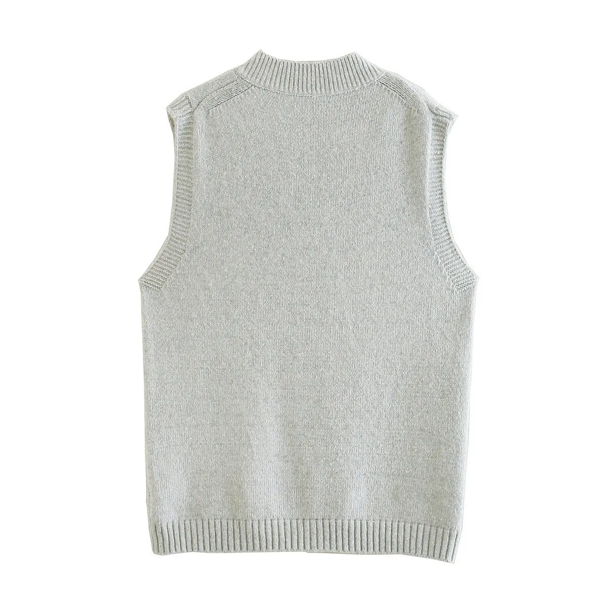 Eight-Strand Woven V-neck Geometry Vest Sweaters