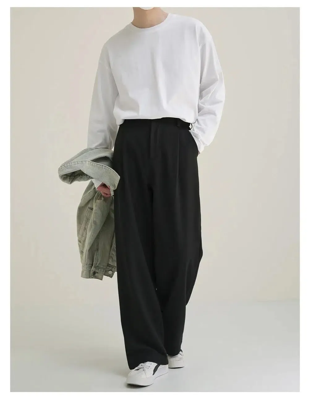 Elastic Waist Wide Leg Suit Pants