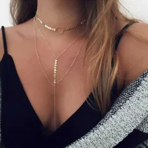 Elevate Your Style with Three Layer Lariat Choker Necklace - Chic & Trendy Design