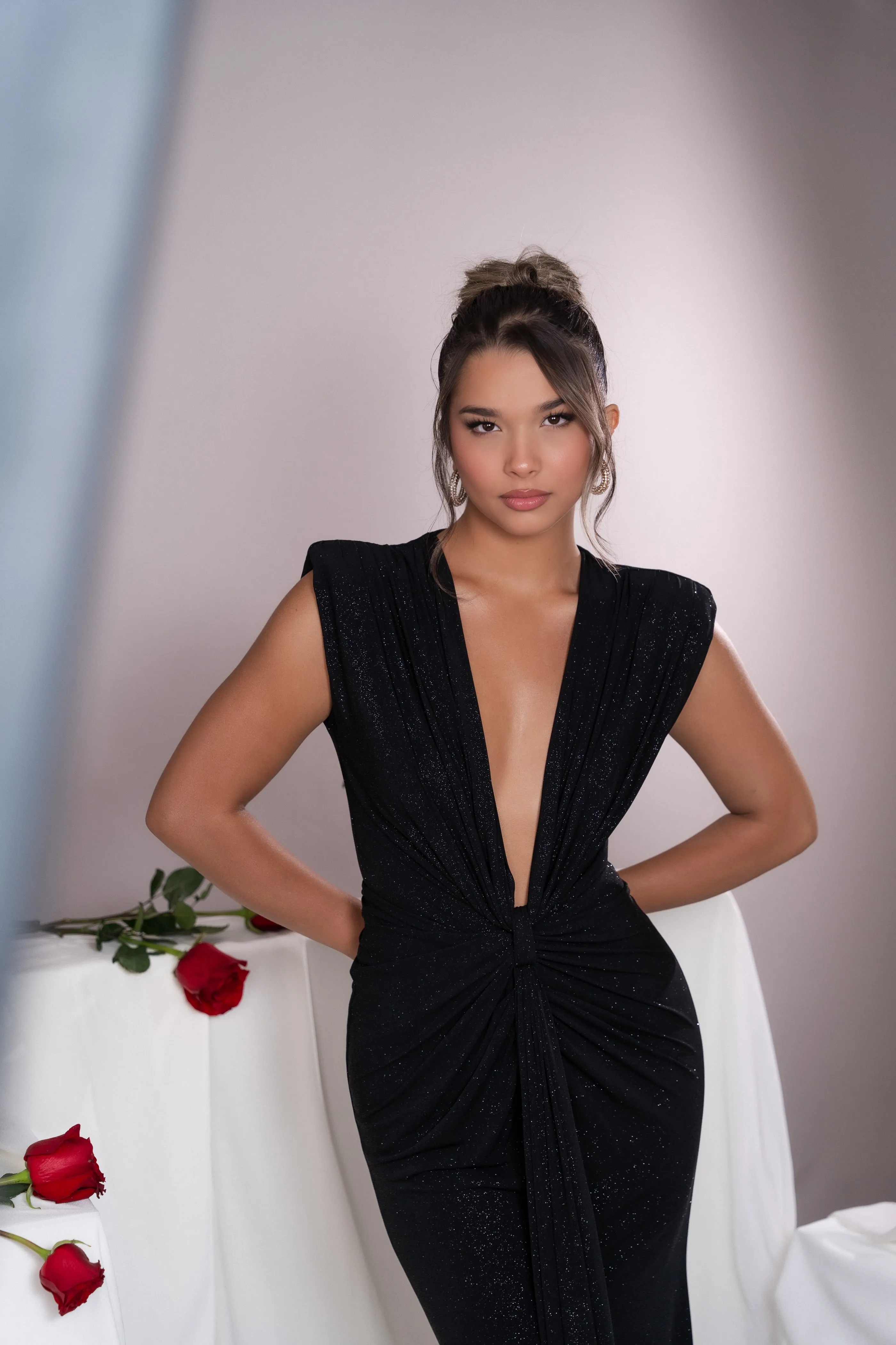Elina Black Glitter Dress