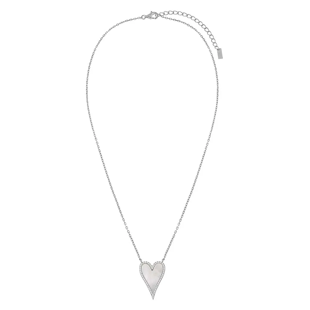 Elongated Pavé Heart Necklace