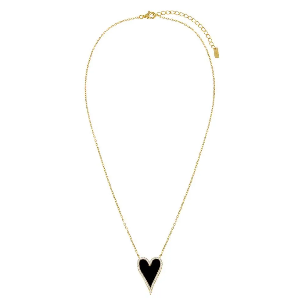 Elongated Pavé Heart Necklace