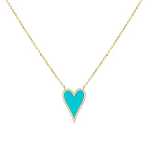 Elongated Pavé Heart Necklace
