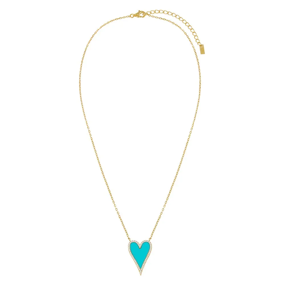 Elongated Pavé Heart Necklace