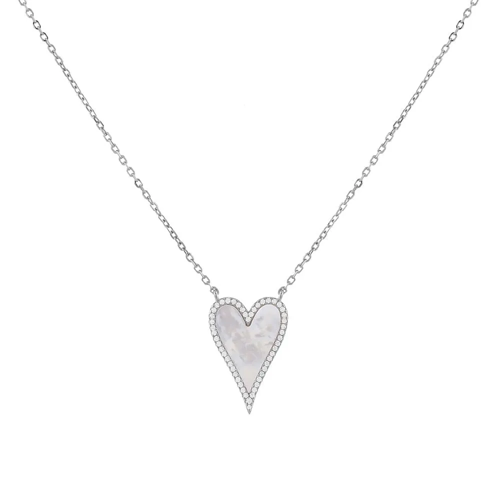 Elongated Pavé Heart Necklace