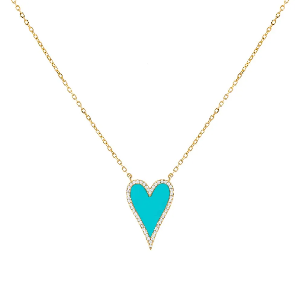 Elongated Pavé Heart Necklace