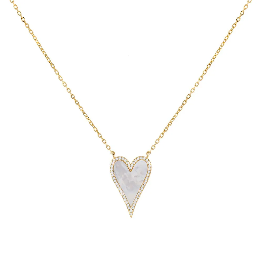 Elongated Pavé Heart Necklace
