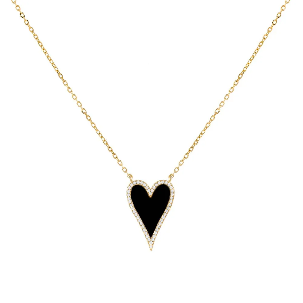 Elongated Pavé Heart Necklace
